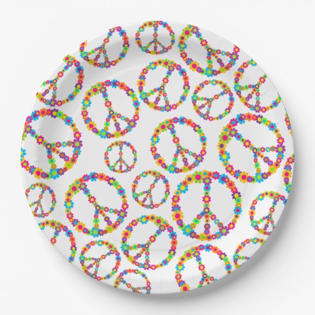 Assiettes En Carton Paix de l'énergie des fleurs (Devant)
