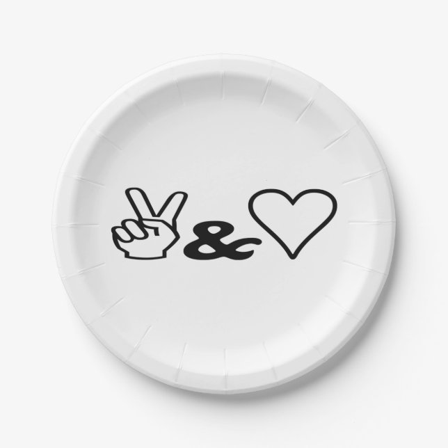 Assiettes En Carton Paix et amour (Devant)