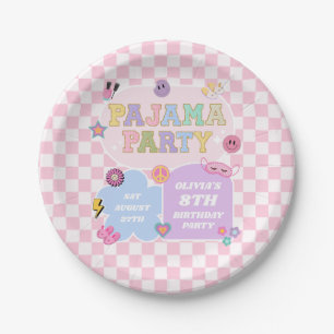 Assiettes En Carton Pajama Party Preppy Varsity Patch Anniversaire