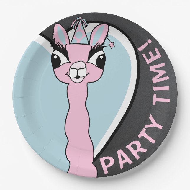 Assiettes En Carton Pajama rose Llama Joueur de fête d'anniversaire (Devant)