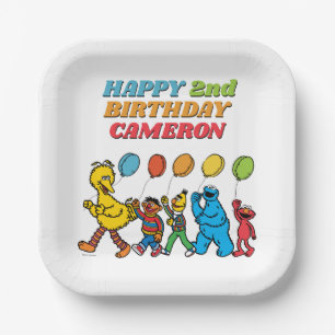 Assiettes En Carton Pal de rue Sésame Ballons d'anniversaire