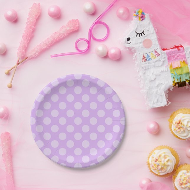 Assiettes En Carton Pale Lavender Polka Dot (Fête)