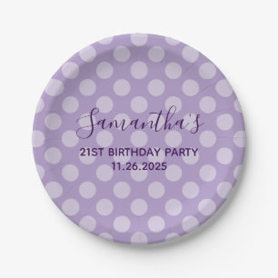 Assiettes En Carton Pale Purple Polka Point 21e anniversaire