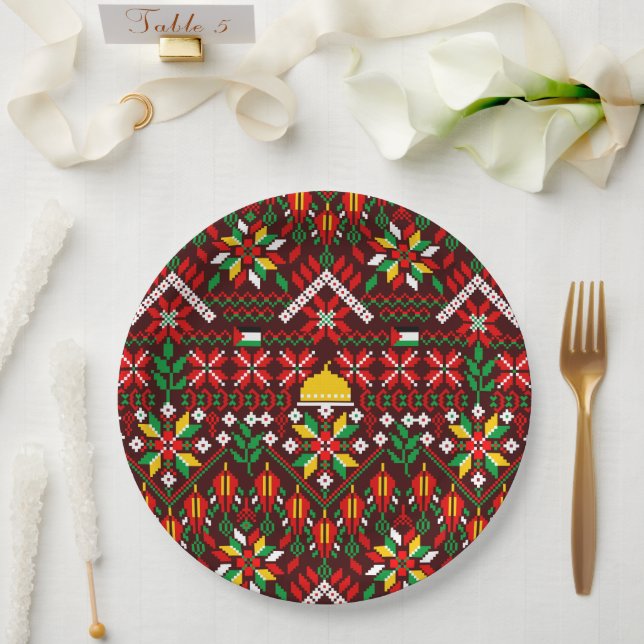 Assiettes En Carton Palestine Tatreez Broderie traditionnelle (Mariage)