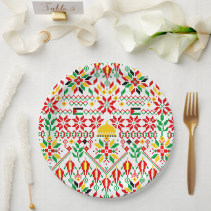 Assiettes En Carton Palestine Tatreez Broderie traditionnelle