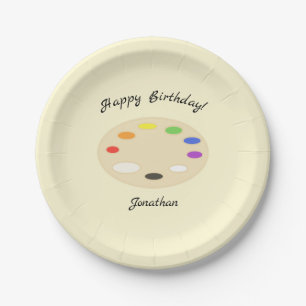 Assiettes En Carton Palette d'art Personnalisée Crème d'anniversaire
