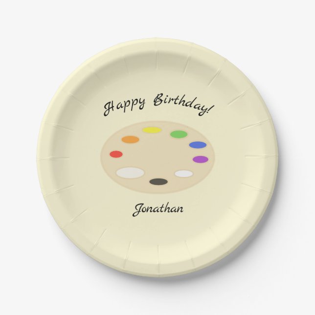 Assiettes En Carton Palette d'art Personnalisée Crème d'anniversaire (Devant)