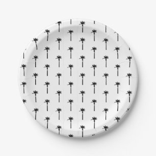 Assiettes En Carton Palm Tree Silhouette Motif Voyage côtier Chic