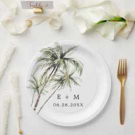 Assiettes En Carton Palm Tree Tropical | Mariage minimal