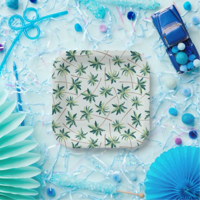 Assiettes En Carton Palme de queue de boeuf tropicale (Fête)