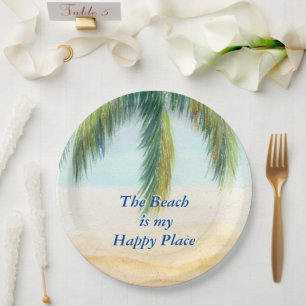 Assiettes En Carton Palmier par jour ensoleillé sur la plage