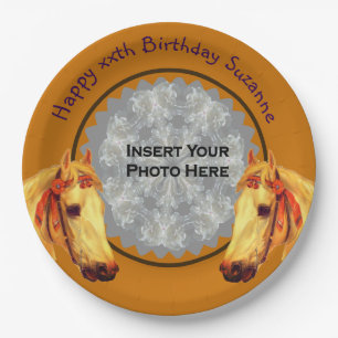 Assiettes En Carton Palomino Horse Photo personnalisée Fête d'annivers