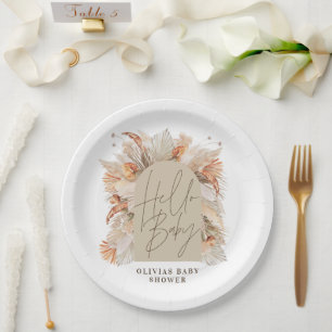 Assiettes En Carton Pampas botanique herbe rustique moderne terre cuit