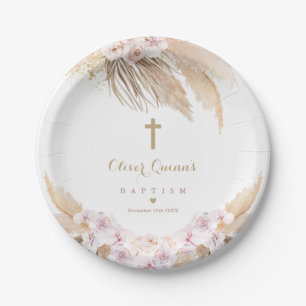 Assiettes En Carton Pampas Grass Bohème Baptême Boho Christening 