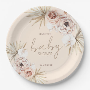 Assiettes En Carton Pampas Grass Boho Baby shower bohème