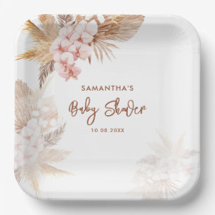 Assiettes En Carton Pampas Grass Boho Girl Baby shower