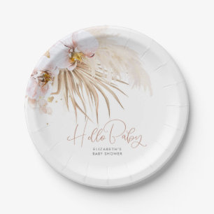 Assiettes En Carton Pampas Grass Hello Baby Baby shower Boho