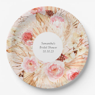 Assiettes En Carton Pampas rose pâle pâturage pâturé 