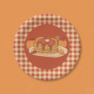 Assiettes En Carton Pancakes - Buffalo d'automne Plaid Motif plaque de