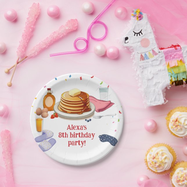 Assiettes En Carton Pancakes et pyjamas Petite fête (Fête)