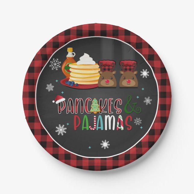 Assiettes En Carton Pancakes & Pyjamas Plaque de fête de Noël (Devant)
