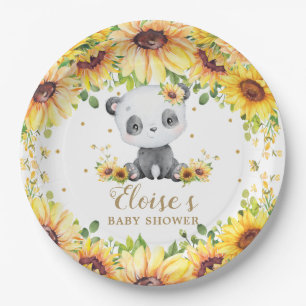 Assiettes En Carton Panda Bear Sunflowers Baby shower fête d'anniversa