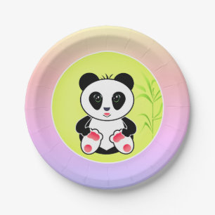 Assiettes En Carton Panda, dessin animé, enfants