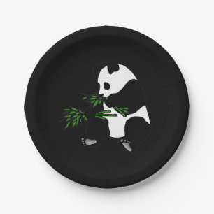 Assiettes En Carton Panda géant mange du noir de bambou