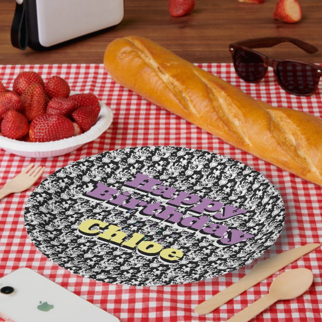 Assiettes En Carton Pandas sur violet (Pique-nique)