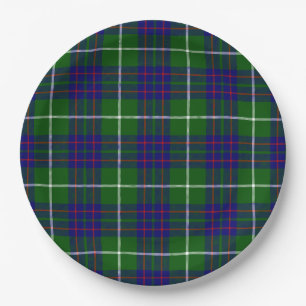 Assiettes En Carton Panier bleu vert tartan MacIntyre
