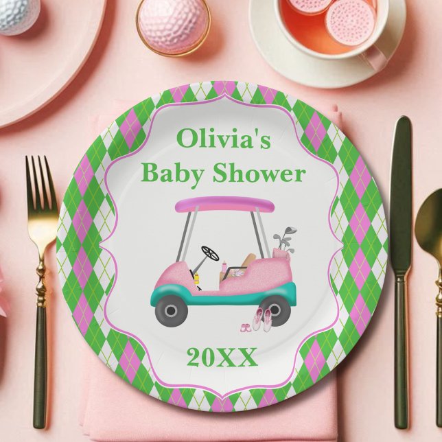 Assiettes En Carton Panier De Golf Élégant Prêt Pour Le Baby shower (Créateur téléchargé)