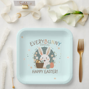 Assiettes En Carton Panier d'oeufs de lapin de Pâques ID1013