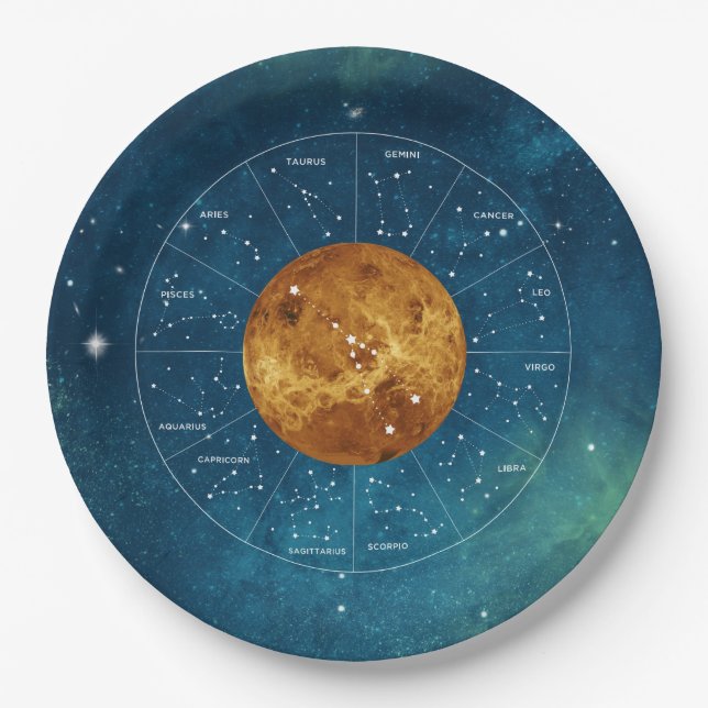 Assiettes En Carton Panneau astrologique Taurus Zodiac - Planète Vénus (Devant)