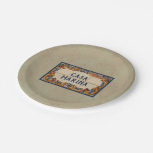 Assiettes En Carton Panneau de la maison espagnole (texte personnalisa