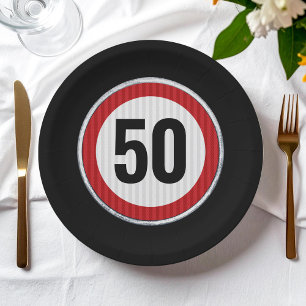 Assiettes En Carton Panneau de limitation de vitesse pour 50e annivers