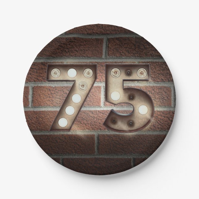 Assiettes En Carton Panneau de marquise du 75e anniversaire sur mur de (Devant)