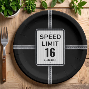 Assiettes En Carton Panneau de signalisation de vitesse d'anniversaire