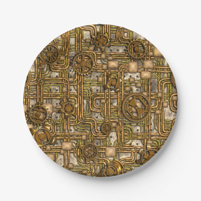 Assiettes En Carton Panneau de Steampunk - Équipements et tuyaux - Lai (Devant)
