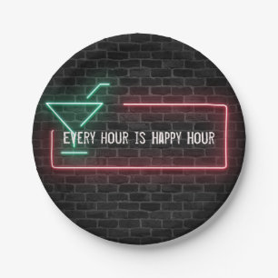 Assiettes En Carton Panneau Neon marquee Happy Hour