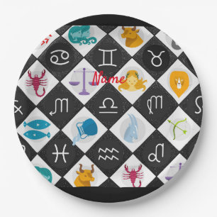 Assiettes En Carton Panneau solaire Zodiac Calendrier Astrologie Thund