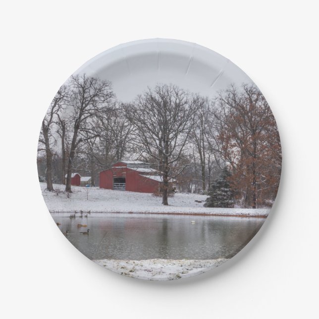 Assiettes En Carton Pano de la ferme d'hiver (Devant)