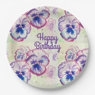 Assiettes En Carton Pansies Pansy Fleur violet Rose floral