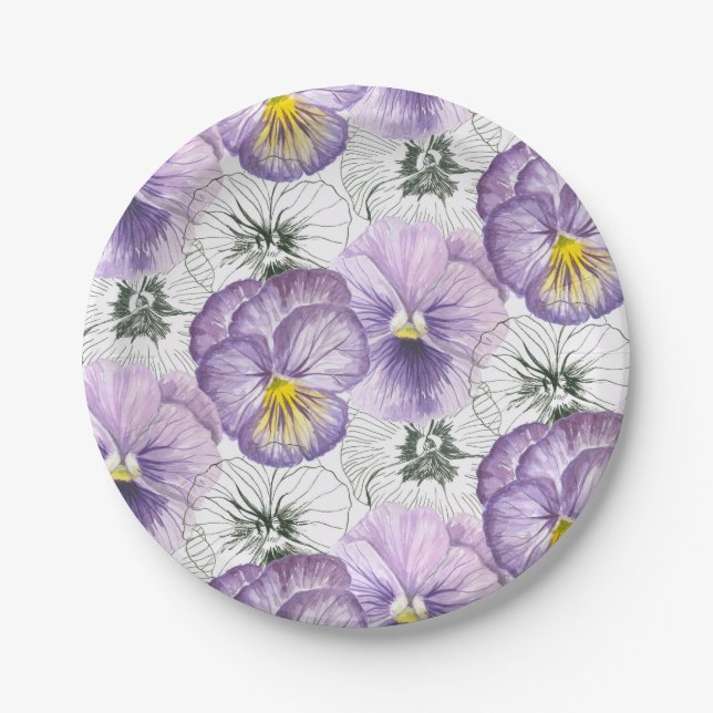 Assiettes En Carton Pansy motif (Devant)