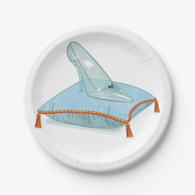 Assiettes En Carton Pantoufle en verre sur un coussin (Devant)