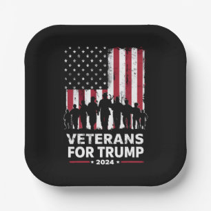 Assiettes En Carton Papa Grand-père Vétérans Pour Trump 2024 Drapeau A