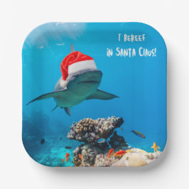 Assiettes En Carton Paper plates, Shark Christmas