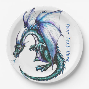 Assiettes En Carton Papier à papier bleu turquoise Dragon