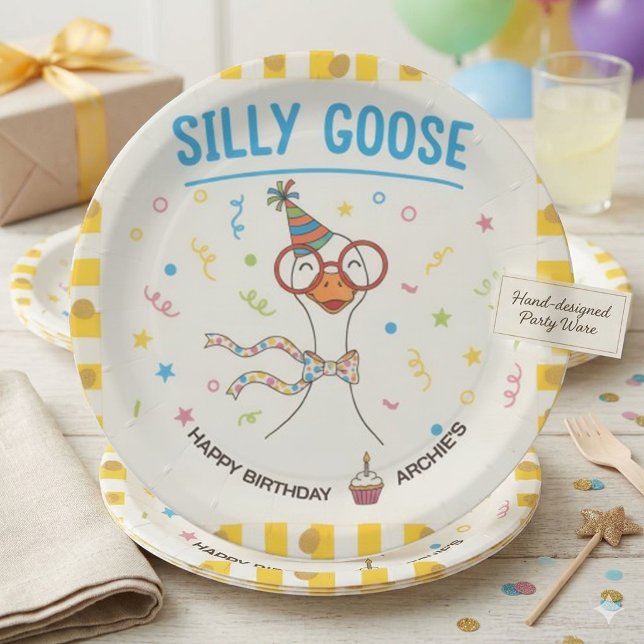 Assiettes En Carton Papier d'anniversaire Silly Goose 1er  (Créateur téléchargé)