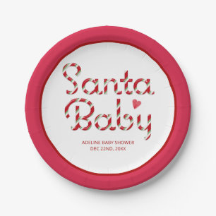 Assiettes En Carton Papier de Baby shower père Noël Baby Red Christmas