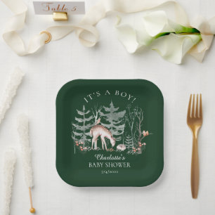 Assiettes En Carton Papier de Baby shower Rustique sur les animaux for